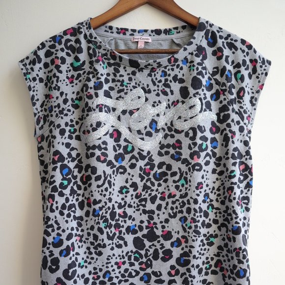 Juicy Couture Animal Print Muscle Tee, Love Glitter Sleeveless Tee - Picture 1 of 6